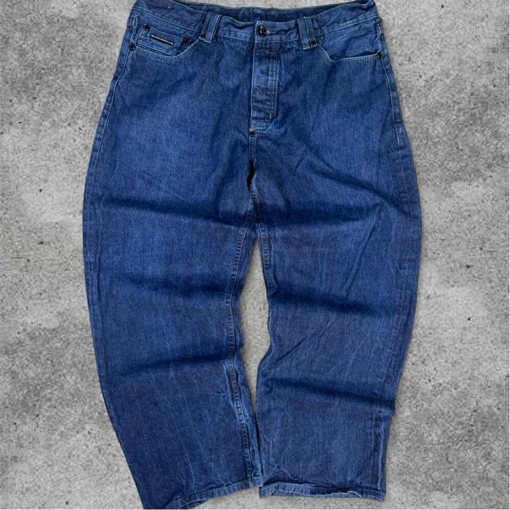 Vintage 2000s Y2K Sean John dark wash baggy jeans Size 38x32 wide leg streetwear